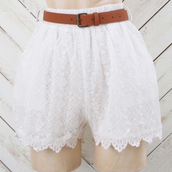 Altar'd State Pants - Altar‘ State white lace shorts